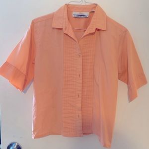Peachy Orange Vintage Button Up (Short Sleeve) (Fits like a Small)